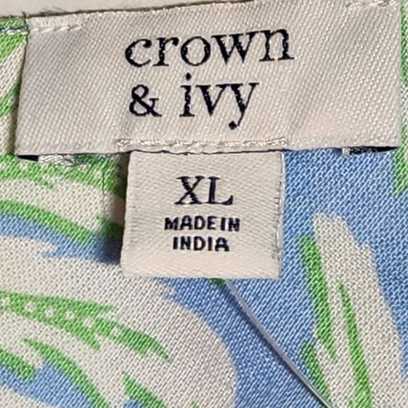 New Crown & Ivy one-shoulder dress Women's XL Pineapple print Midi Layered - Picture 7 of 14